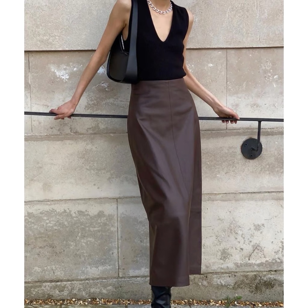 Commense Brown Maxi Skirt